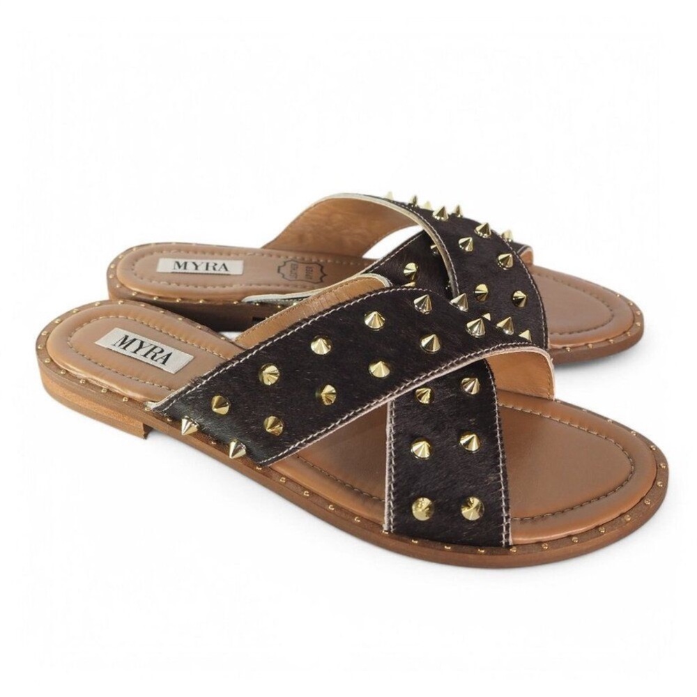 Myra Bag Black and Brown Studded Sandals